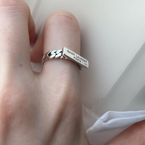 Silver Rope Ring Stamped 925 Sterling Silver NEW Saint Laurent Fashion Ring - Picture 5 of 10